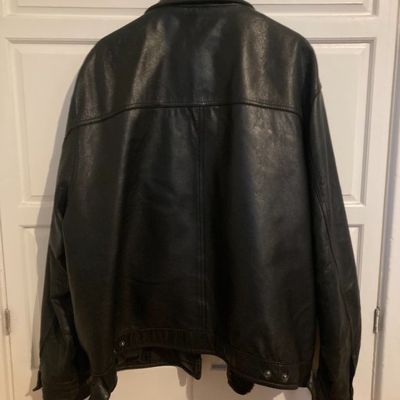 Mens Vintage Black Leather Jacket -- XXL - Picture 7 of 12